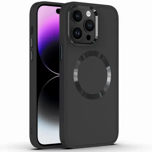 TPU чохол Bonbon Metal Style with MagSafe для Apple iPhone 14 Pro (6.1"), Чорний / Black