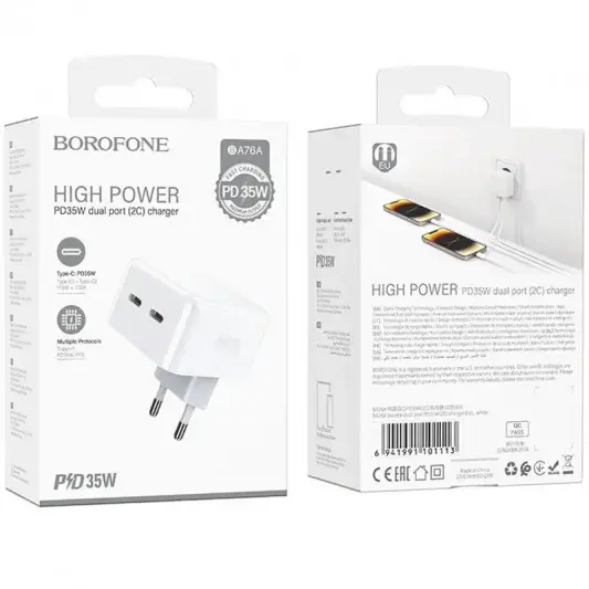 СЗУ Borofone BA76A Source PD35W (2USB-C) White - изображение 5