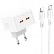 Зарядное устройство Borofone BA76A Source PD35W (2Type-C) + Type-C to Lightning, White
