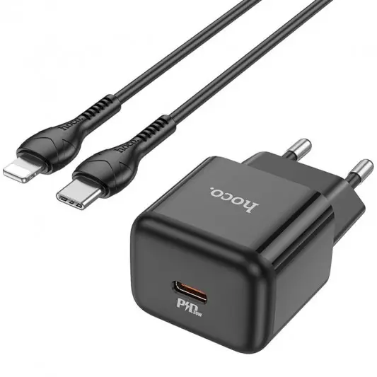 СЗУ Hoco N32 Glory PD30W (1USB-C) + кабельType-C to Lightning Black - изображение 1