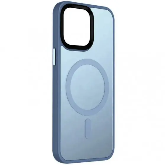TPU+PC чохол Metal Buttons with MagSafe Colorful для Apple iPhone 14 (6.1") Блакитний / Sierra Blue
