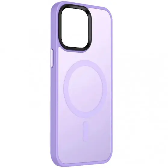 TPU+PC чохол Metal Buttons with MagSafe Colorful для Apple iPhone 14 (6.1") Бузковий / Light Purple