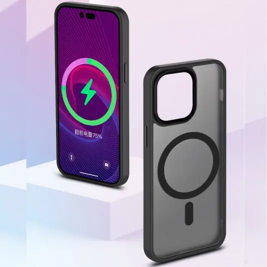 TPU+PC чохол Metal Buttons with MagSafe Colorful для Apple iPhone 12 Pro / 12 (6.1") Чорний / Black - зображення 1 