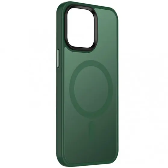 TPU+PC чохол Metal Buttons with MagSafe Colorful для Apple iPhone 13 (6.1") Зелений / Dark Green