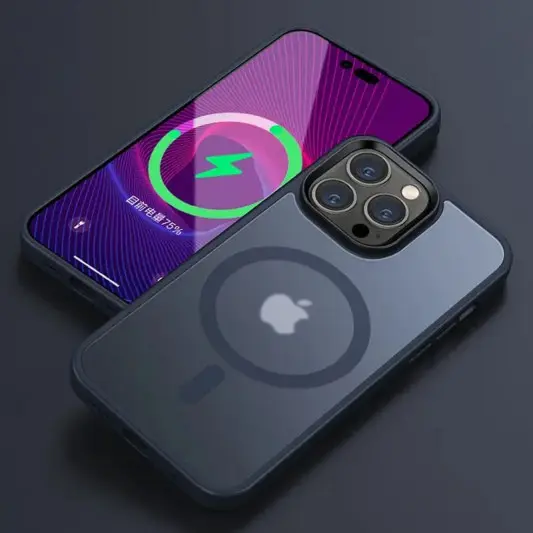 TPU+PC чехол Metal Buttons with MagSafe Colorful для Apple iPhone 13 Pro Max (6.7") Синий / Navy Blue - изображение 1