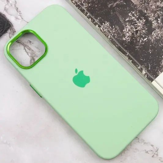 Чехол Silicone Case Metal Buttons (AA) для Apple iPhone 12 Pro Max (6.7") Зеленый / Pistachio - изображение 6