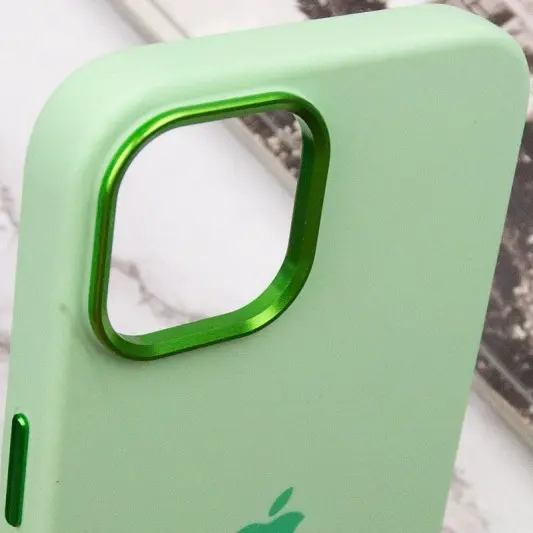 Чехол Silicone Case Metal Buttons (AA) для Apple iPhone 12 Pro Max (6.7") Зеленый / Pistachio - изображение 7