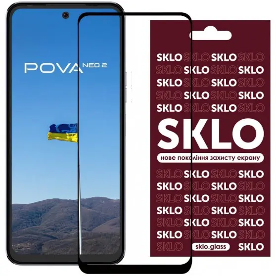 Защитное стекло SKLO 3D для TECNO Pova Neo 2 (LG6n) Черный