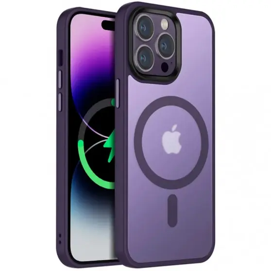 TPU+PC чохол Metal Buttons with MagSafe Colorful для Apple iPhone 15 Pro Max (6.7") Темно-фіолетовий / Dark Purple