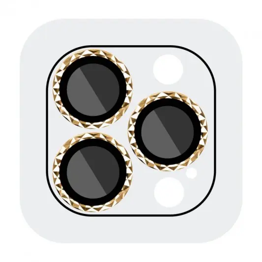 Защитное стекло Metal Shine на камеру (в упак.) для Apple iPhone 15 Pro (6.1") / 15 Pro Max (6.7") Золотой / Gold