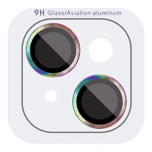 Захисне скло Metal Classic на камеру (у упак.) для Apple iPhone 15 (6.1") / 15 Plus (6.7") Бузковий / Rainbow