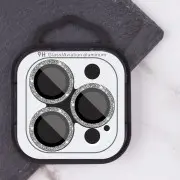 Захисне скло Metal Sparkles на камеру (в упак.) Apple iPhone 15 Pro (6.1") /15 Pro Max (6.7"), Срібний / Silver