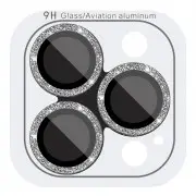 Захисне скло Metal Sparkles на камеру (в упак.) Apple iPhone 15 Pro (6.1") /15 Pro Max (6.7"), Срібний / Silver