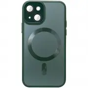 Чохол TPU+Glass Sapphire Midnight with MagSafe для Apple iPhone 14 (6.1"), Зелений / Forest green