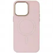 Кожаный чехол Bonbon Leather Metal Style with MagSafe для Apple iPhone 11 (6.1"), Розовый / Light pink