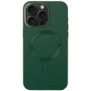 Кожаный чехол Bonbon Leather Metal Style with MagSafe для Apple iPhone 12 Pro / 12 (6.1") Зеленый / Pine green