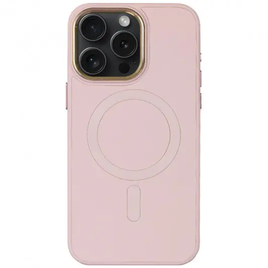 Кожаный чехол Bonbon Leather Metal Style with MagSafe для Apple iPhone 12 Pro / 12 (6.1"), Розовый / Light pink