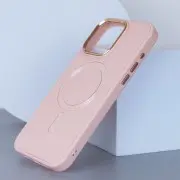 Кожаный чехол Bonbon Leather Metal Style with MagSafe для Apple iPhone 12 Pro / 12 (6.1"), Розовый / Light pink