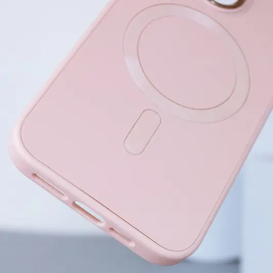 Кожаный чехол Bonbon Leather Metal Style with MagSafe для Apple iPhone 12 Pro / 12 (6.1"), Розовый / Light pink - изображение 3