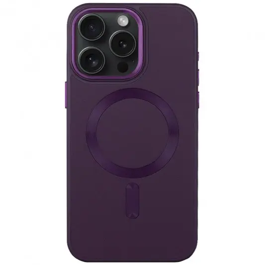 Кожаный чехол Bonbon Leather Metal Style with MagSafe для Apple iPhone 12 Pro / 12 (6.1"), Фиолетовый / Dark Purple