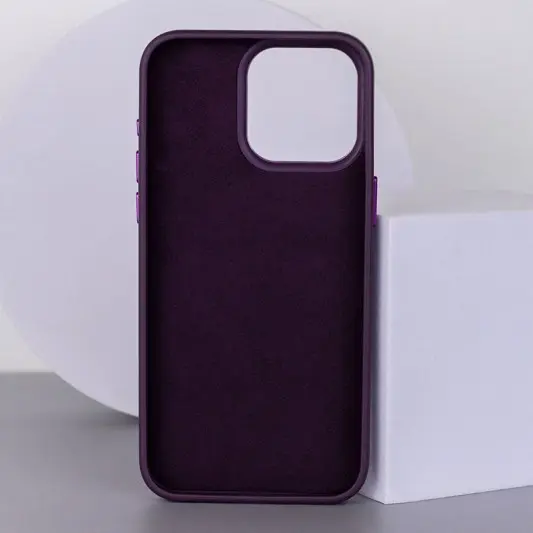 Кожаный чехол Bonbon Leather Metal Style with MagSafe для Apple iPhone 12 Pro / 12 (6.1"), Фиолетовый / Dark Purple - изображение 1