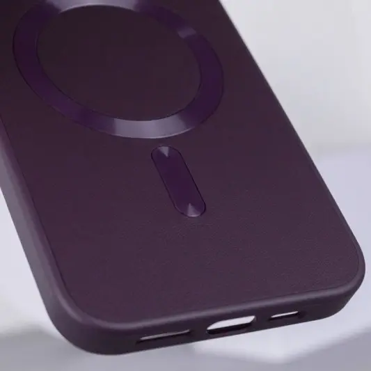 Кожаный чехол Bonbon Leather Metal Style with MagSafe для Apple iPhone 12 Pro / 12 (6.1"), Фиолетовый / Dark Purple - изображение 3