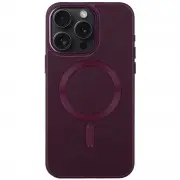 Кожаный чехол Bonbon Leather Metal Style with MagSafe для Apple iPhone 12 Pro Max (6.7") Бордовый / Plum