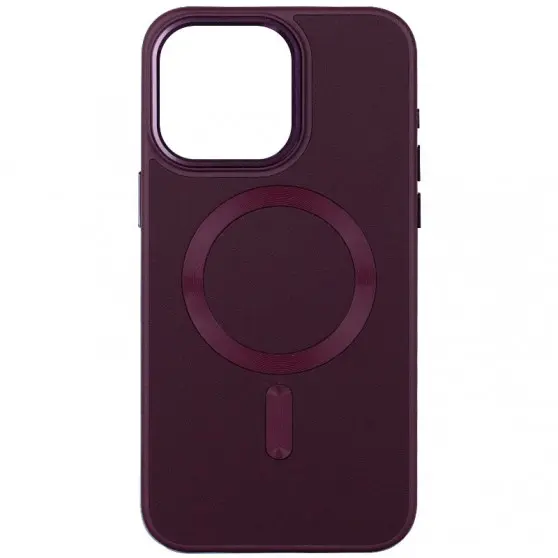 Кожаный чехол Bonbon Leather Metal Style with MagSafe для Apple iPhone 13 (6.1"), Бордовый / Plum