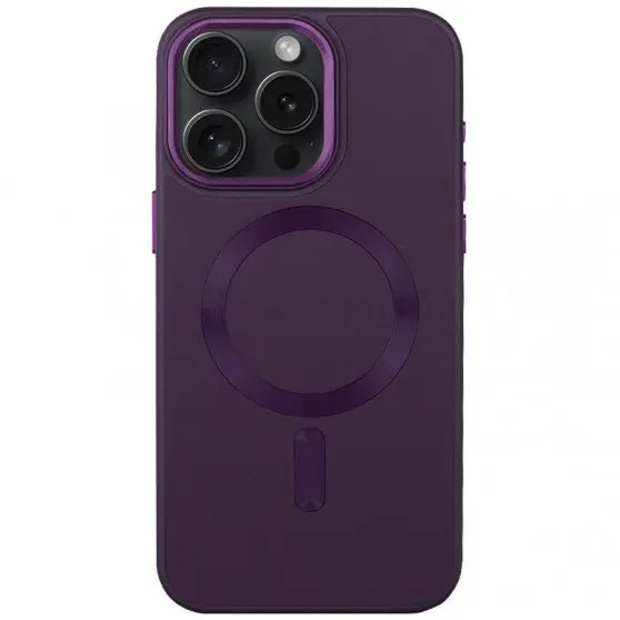 Шкіряний чохол Bonbon Leather Metal Style with MagSafe Apple iPhone 13 Pro Max (6.7"), Фіолетовий / Dark Purple