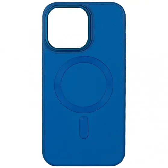 Кожаный чехол Bonbon Leather Metal Style with MagSafe для Apple iPhone 14 (6.1") Синий / Indigo