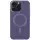 Кожаный чехол Bonbon Leather Metal Style with MagSafe для Apple iPhone 14 Pro (6.1") Серый / Lavender