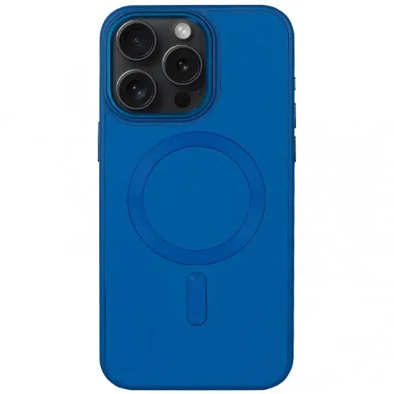 Кожаный чехол Bonbon Leather Metal Style with MagSafe для Apple iPhone 14 Pro Max (6.7") Синий / Indigo