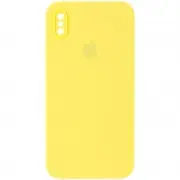 Чохол Silicone Case Square Full Camera Protective (AA) для Apple iPhone XS Max (6.5") Жовтий / Yellow
