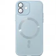 Чехол TPU+Glass Sapphire Midnight with MagSafe для Apple iPhone 12 (6.1") Голубой / Blue