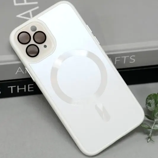 Чохол TPU+Glass Sapphire Midnight with MagSafe для Apple iPhone 12 Pro (6.1") Білий / White - зображення 2 