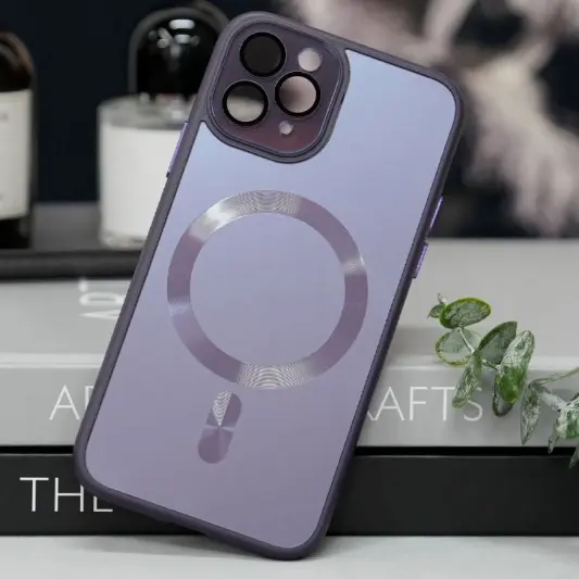 Чехол TPU+Glass Sapphire Midnight with MagSafe для Apple iPhone 12 Pro Max (6.7") Фиолетовый / Deep Purple - изображение 2