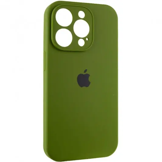 Чехол Silicone Case Full Camera Protective (AA) для Apple iPhone 15 Pro (6.1") Зеленый / Dark Olive - изображение 1