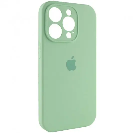 Чехол Silicone Case Full Camera Protective (AA) для Apple iPhone 15 Pro Max (6.7") Зеленый / Pistachio - изображение 1