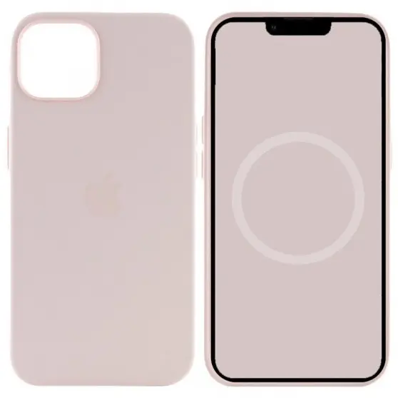 Чехол Silicone case (AAA) with Magsafe and Animation для Apple iPhone 15 (6.1") Розовый / Light pink