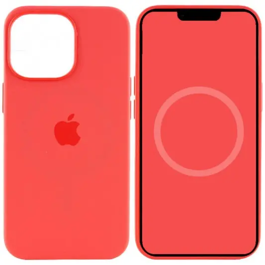 Чохол Silicone case (AAA) with Magsafe and Animation для Apple iPhone 15 Pro (6.1") Червоний / Guava