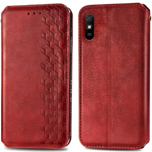 Кожаный чехол-книжка GETMAN Cubic (PU) для Xiaomi Redmi 9A Красный - изображение 4