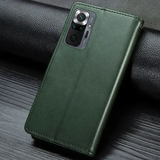 Шкіряний чохол-книжка GETMAN Gallant (PU) для Xiaomi Redmi Note 10 Pro / 10 Pro Max Зелений - зображення 4 