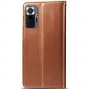 Шкіряний чохол книжка GETMAN Gallant (PU) для Xiaomi Redmi Note 10 Pro / 10 Pro Max, Коричневий