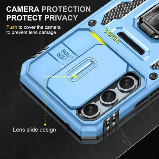 Ударопрочный чехол Camshield Army Ring для Samsung Galaxy A34 5G Голубой / Light Blue - изображение 3