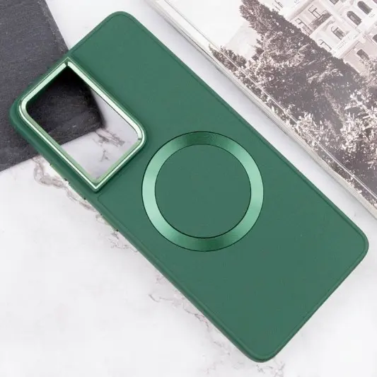 TPU чохол Bonbon Metal Style with MagSafe для Samsung Galaxy S22 Ultra Зелений / Army Green - зображення 3 