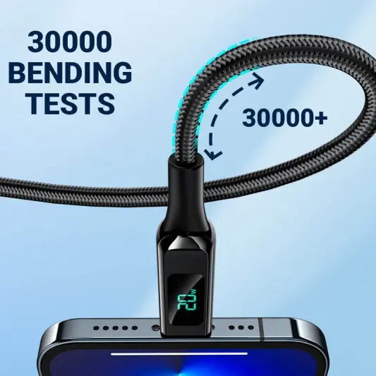 Дата кабель Acefast MFI C6-01 USB-C to Lightning zinc alloy digital display braided (1.2m) Black - изображение 3