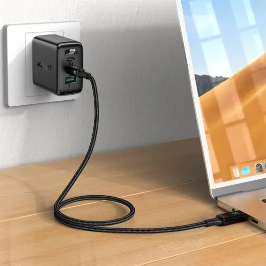 Дата кабель Acefast MFI C6-01 USB-C to Lightning zinc alloy digital display braided (1.2m) Black - изображение 6