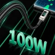 USB кабель Acefast C6-03 USB-C to USB-C 100W zinc alloy digital display braided (1m), Silver