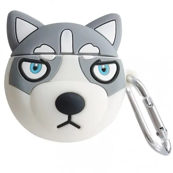 Силиконовый футляр Husky для наушников AirPods 3 + карабин, Серый
