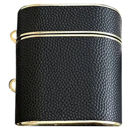Кожаный футляр Suitcase для наушников AirPods 1/2, Black